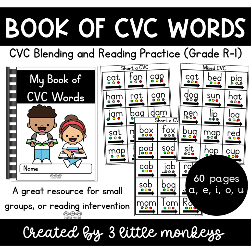 Book of CVC Words | CVC Blending & Reading Practice - PDF » 3 Little ...