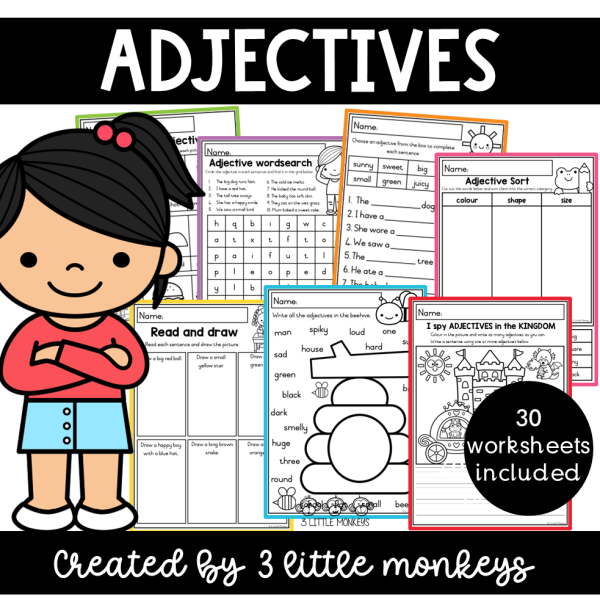 Adjective Paragraph Worksheet.pdf Adjectives Worksheets - PDF » 3 Little Monkeys